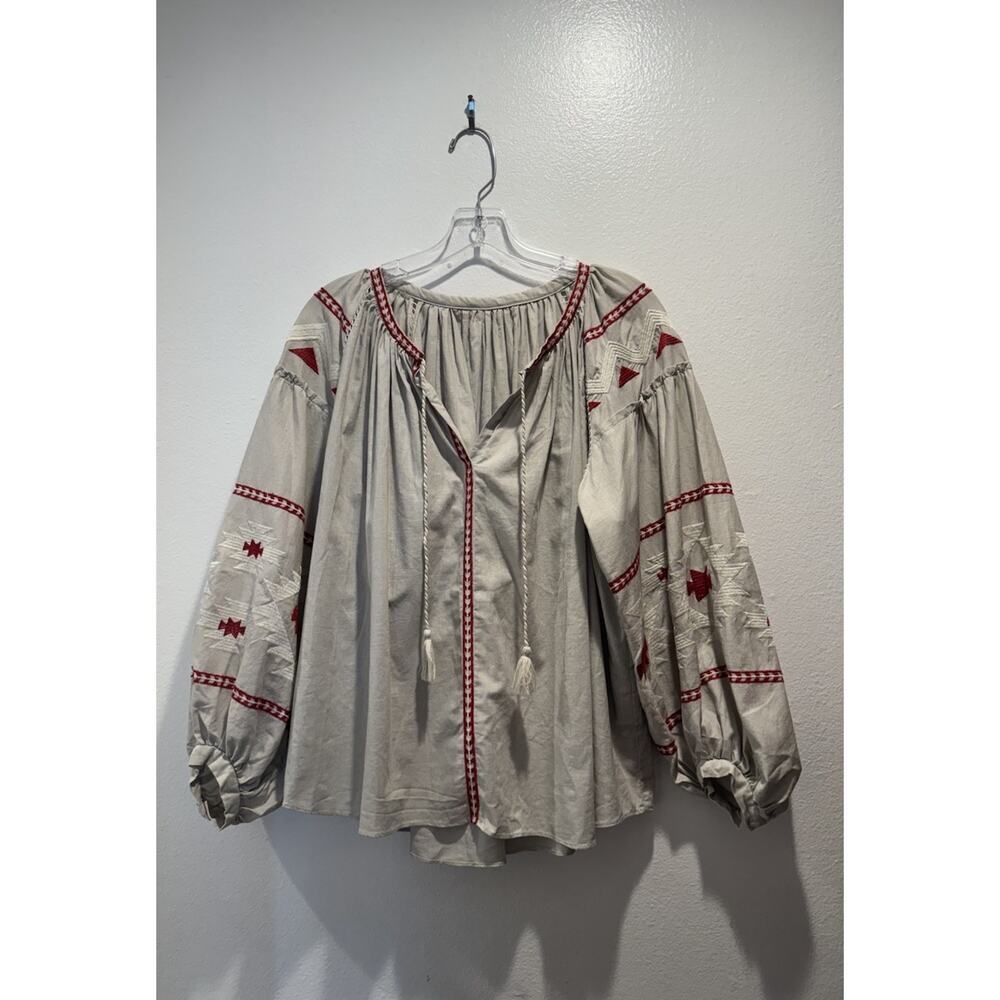 Journal Standard Size F Embroidered Blouse Bohemian Vacation Festival Boho